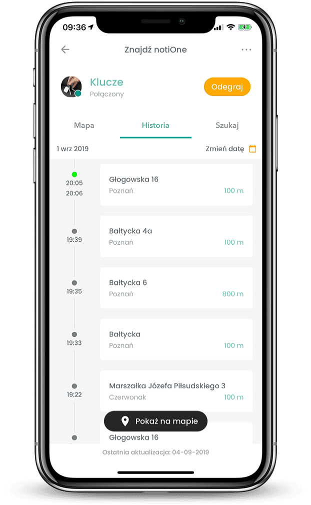 notiOne go! lokalizator bluetooth bez abonamentu - ultrakompaktowy brelok - Łódź, Zbąszyńska 2