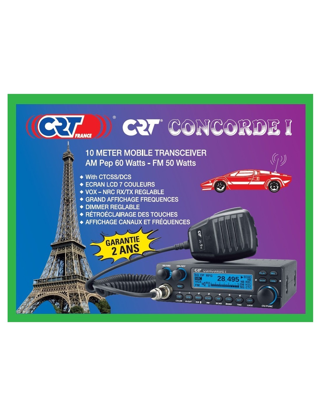 CRT CONCORDE I radiotelefon amatorski 10m AM/FM moc 60W (24-30MHz w trybie Export)