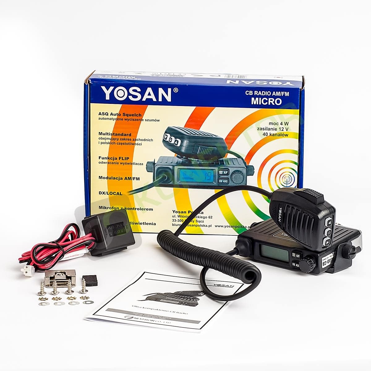 Yosan MICRO V2 ultra kompaktowe CB radio z automatyczną blokadą szumów (Yosan CB-350 Micro, podobne do President Bill)