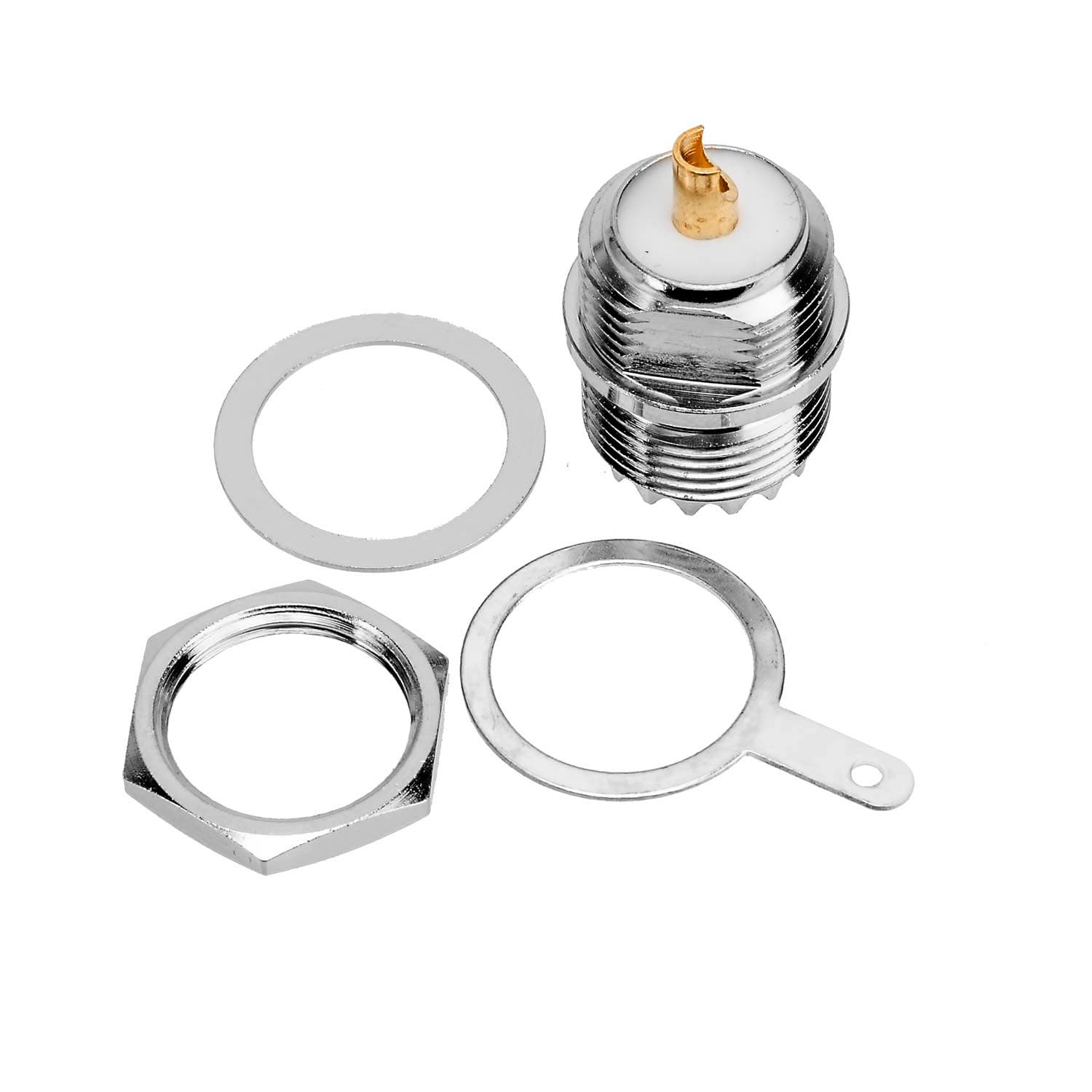 Gniazdo UHF do obudowy okrągłe PTFE/Gold Radiora (do wtyków UC-1 PL-259) SO-239