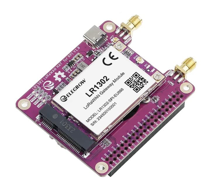 Elecrow LR1302 LoRaWAN moduł bramki SPI EU 868 MHz + Pi HAT + anteny