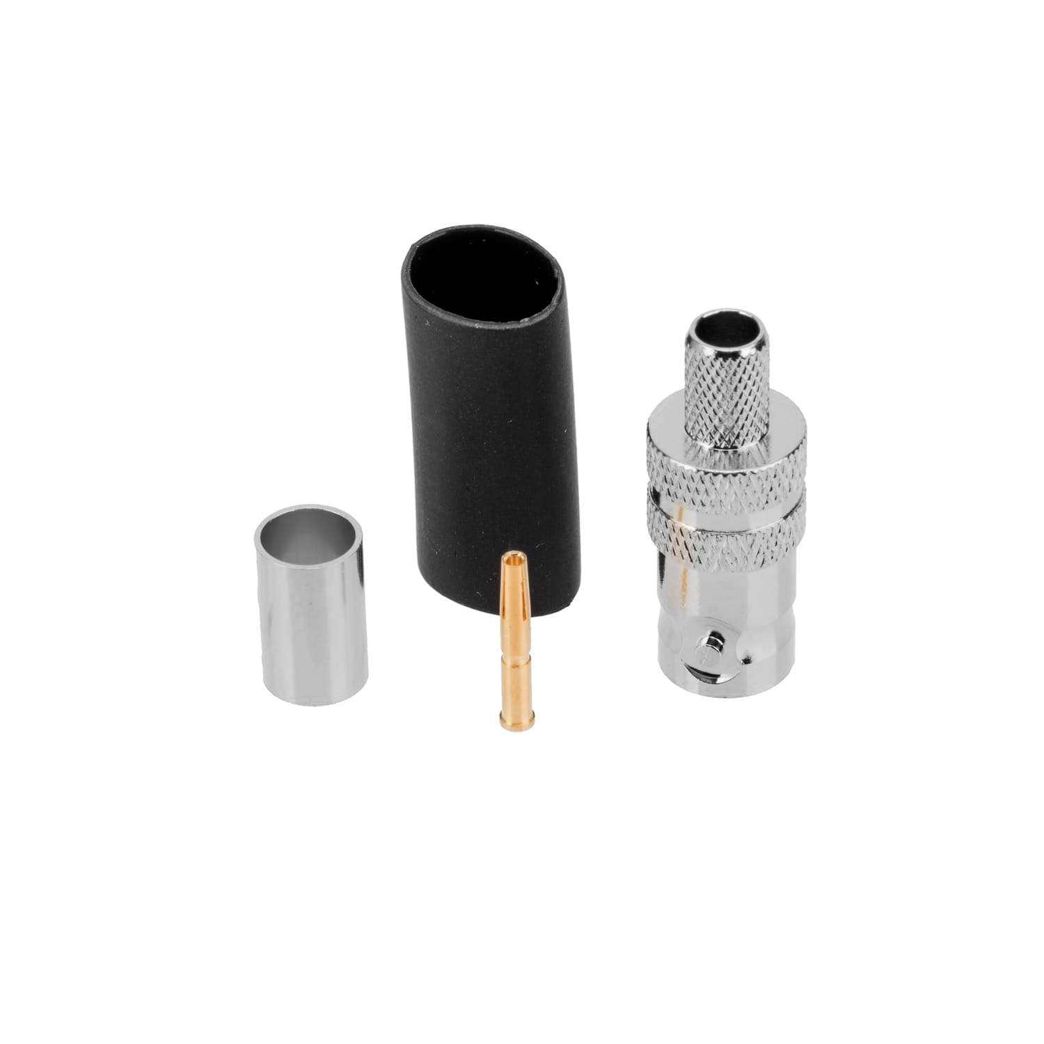 Gniazdo BNC zaciskane na kabel RG-58, RF-5, H-155 PTFE/Gold RADIORA (złącze BNC żeńskie do montażu na przewód)