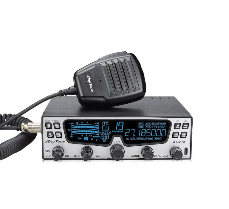 AnyTone AT-5100BT EXPORT kompaktowy radiotelefon amatorski 24-30MHz AM/FM/SSB 30W z ASQ, RF Gain, Bluetooth, NRC