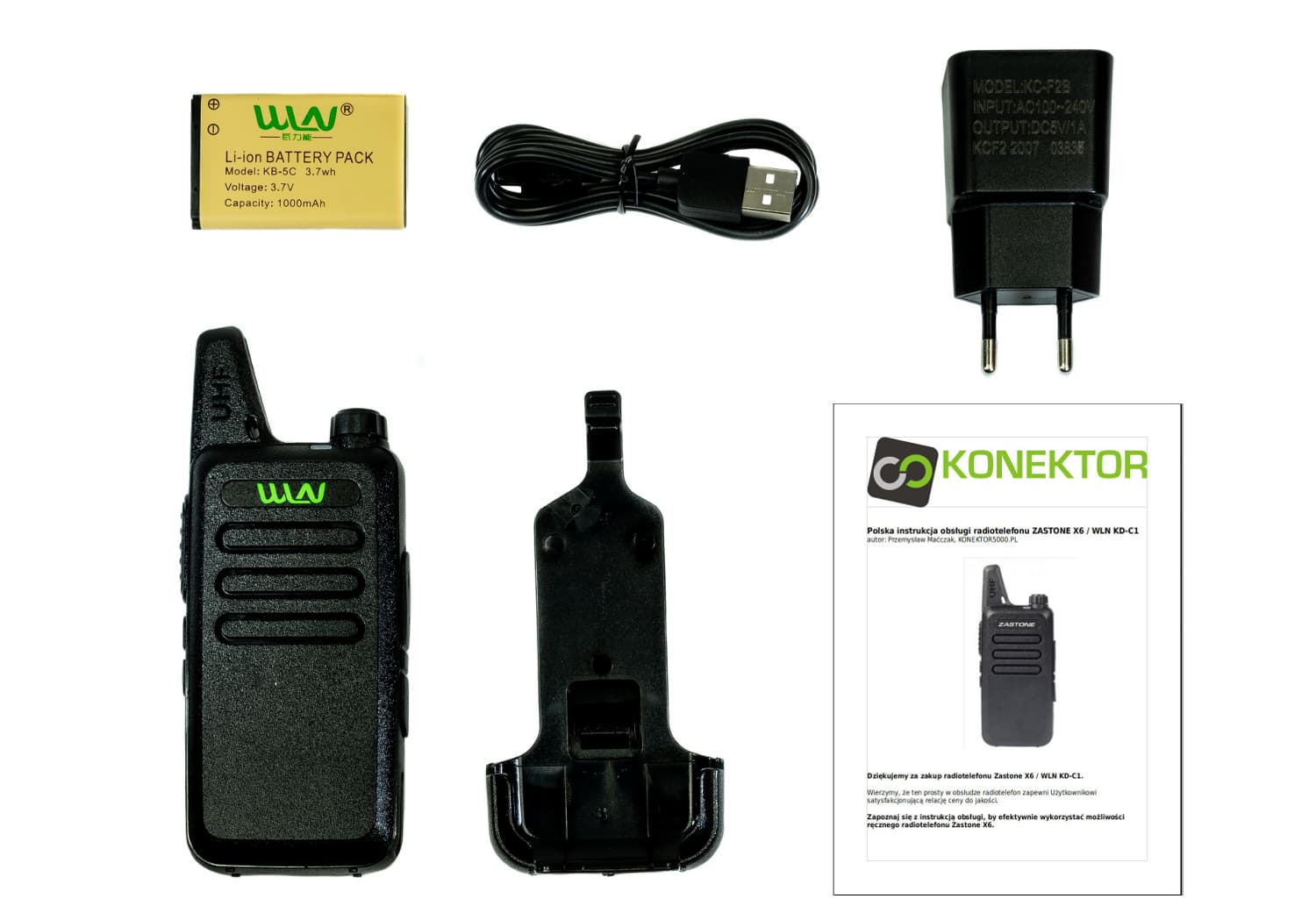 WLN KD-C1 krótkofalówka UHF 3W 400-470MHz np. PMR polska instrukcja (Zastone X6 Mini)