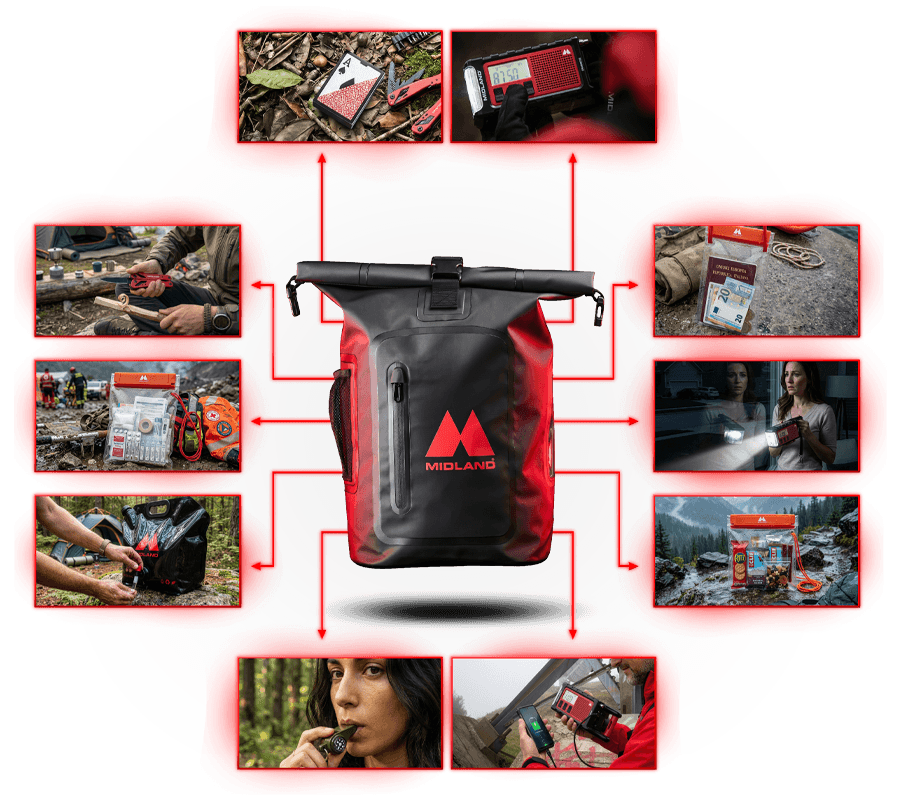 Midland ER Emergency Backpack – plecak awaryjny 72h z radiem ER300 PRO