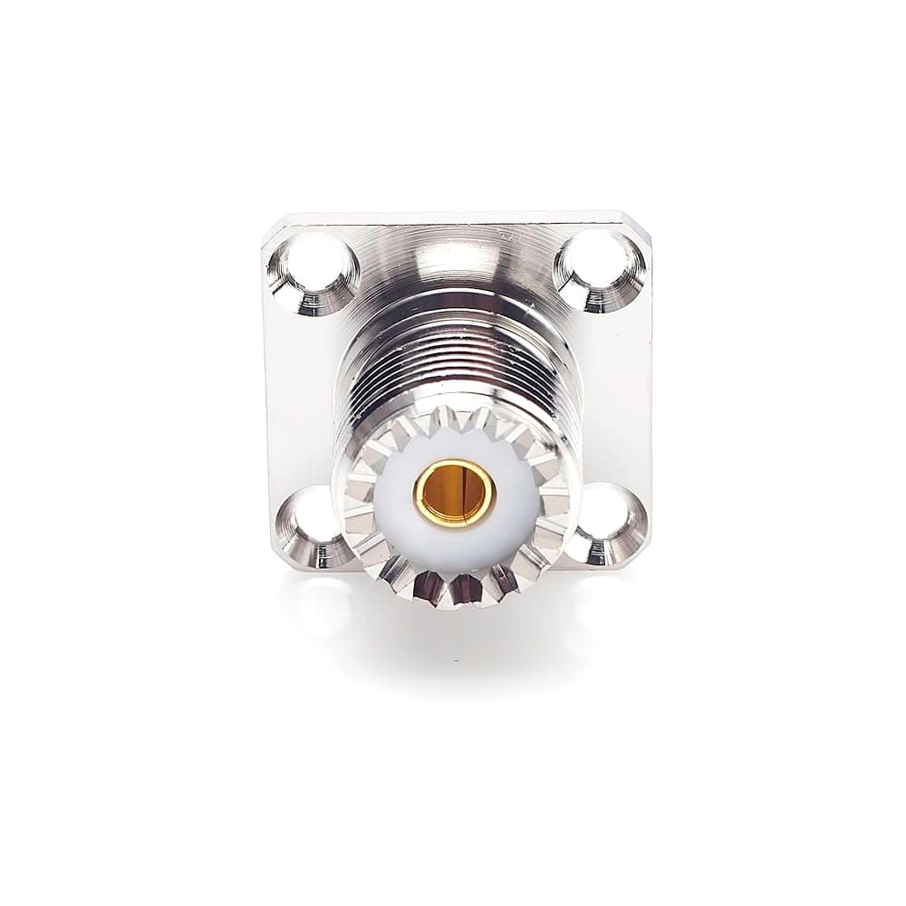 Gniazdo panelowe UHF (SO 239, do wtyku UC-1) do obudowy, prostokątne RADIORA PTFE/Gold