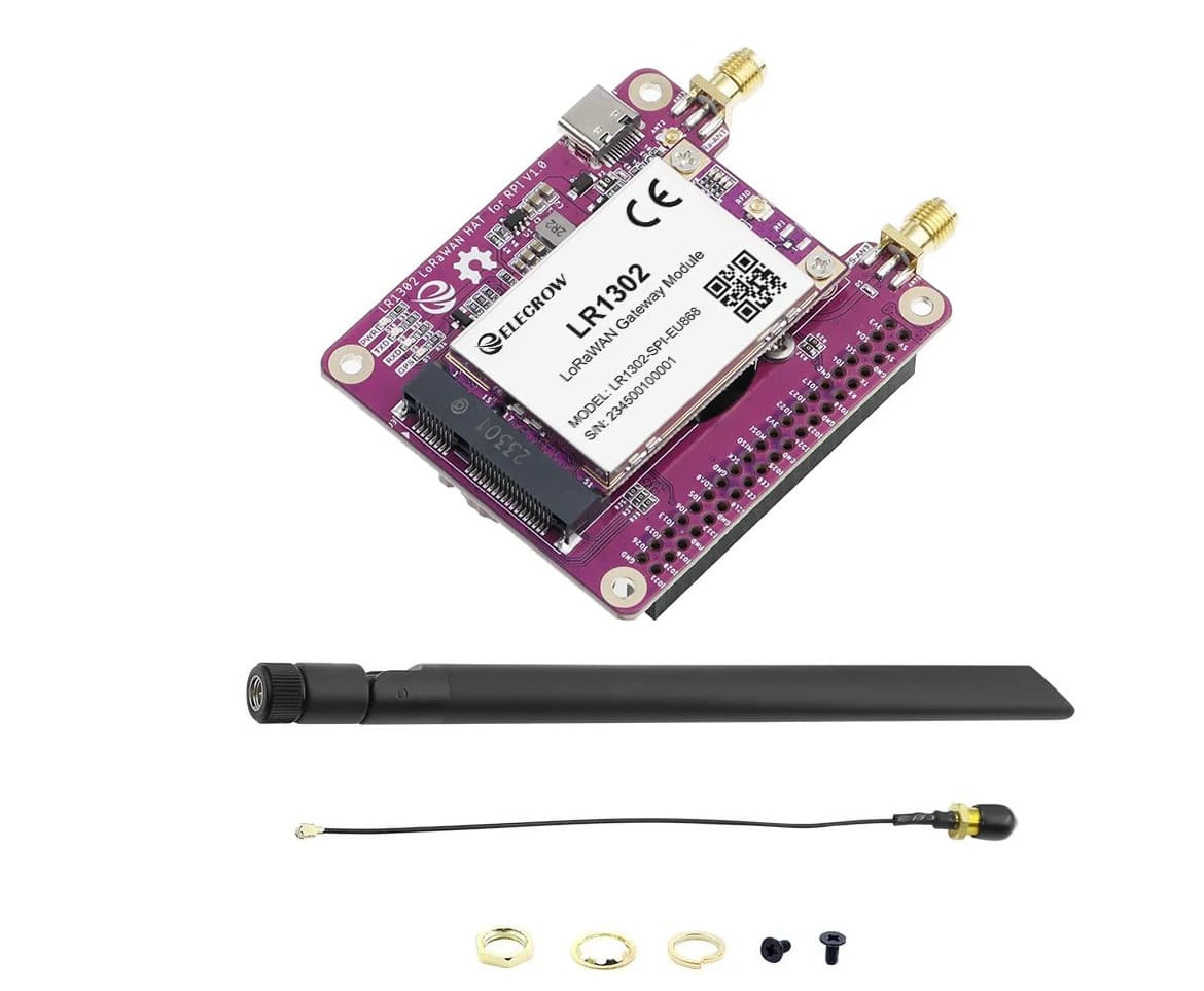 Elecrow LR1302 LoRaWAN moduł bramki SPI EU 868 MHz + Pi HAT + anteny