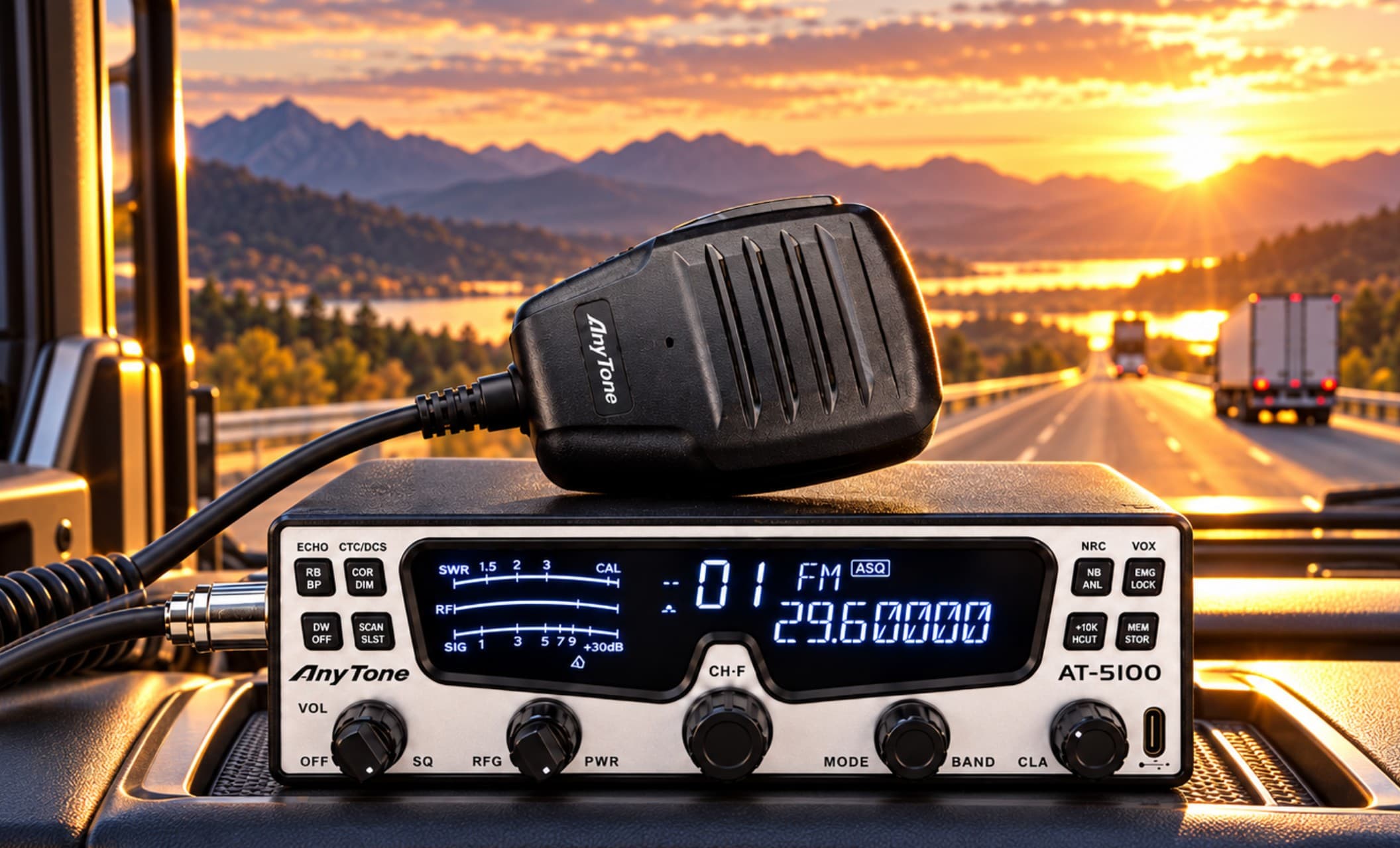 AnyTone AT-5100 EXPORT kompaktowy radiotelefon amatorski 24-30MHz AM/FM/SSB 30W z ASQ, RF Gain, NRC