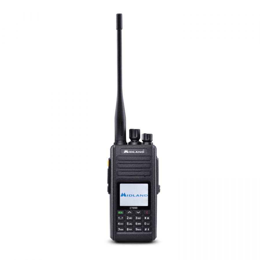 Midland CT990 EB Export radiotelefon ręczny 10W VHF UHF + skaner częstotliwości, obudowa IP-67, bateria 3600mAh, dwie anteny (radio przenośne VHF UHF)